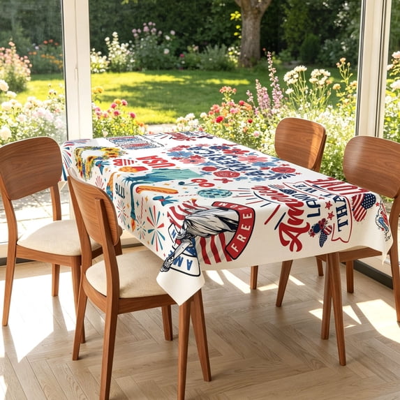 4th of July Patriotic Firework Print Rectangular Tablecloth, Holiday ...