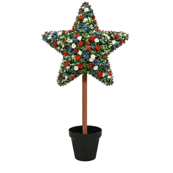 4th of July Patriotic Five-Pointed Star Planter for Outdoor Garden, 31.5 Inch Large Independence Day Star Shaped Bonsai Container, Red White and Blue Decoration for Porch and Entryway