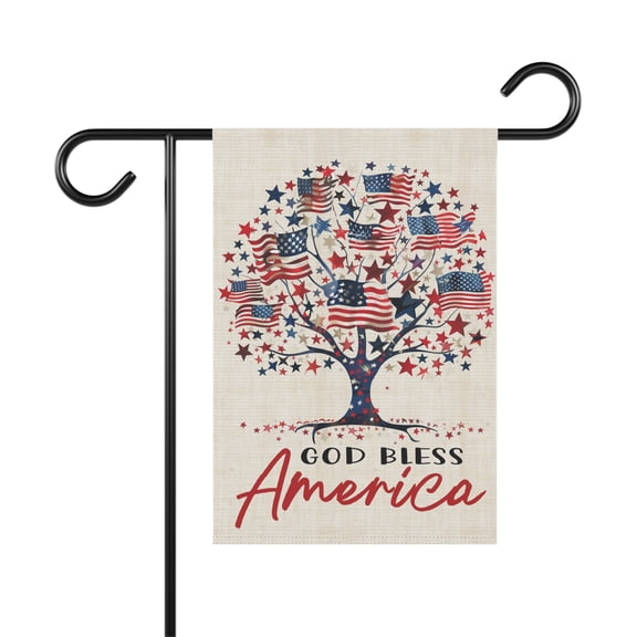 4th July Patriotic Flag, God Bless America Stars Tree Flag ID-0510-KHSE