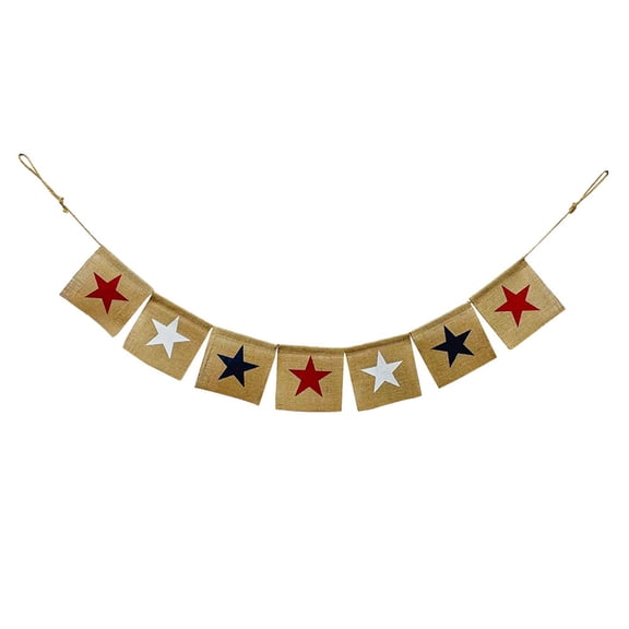 4th of July Patriotic Garland Banner Decorations, Rustic Wooden Red White and Blue Garland Decor, Retro 4th of July Banner for Fireplace Mantel Wall Patriotic Party Home Decor