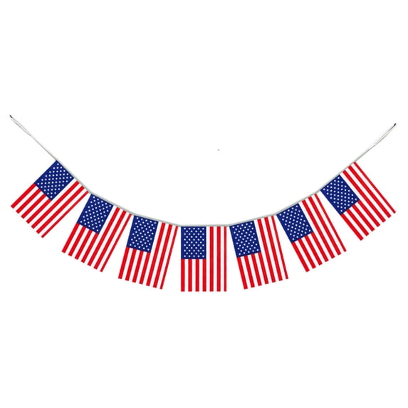 4th of July Patriotic Garland Banner Decorations, Rustic Wooden Red White and Blue Garland Decor, Retro 4th of July Banner for Fireplace Mantel Wall Patriotic Party Home Decor