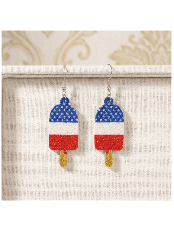 4th Of July Patriotic Glitter Dangle Earrings Red White Blue American Flag Star Hat Butterfly Drop Earrings Set 250 Anniversary Usa Merchandise Independence Day Memorial Day Patriotic Jewelry