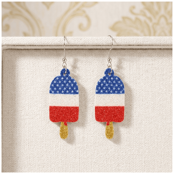 4th Of July Patriotic Glitter Dangle Earrings Red White Blue American Flag Star Hat Butterfly Drop Earrings Set 250 Anniversary Usa Merchandise Independence Day Memorial Day Patriotic Jewelry