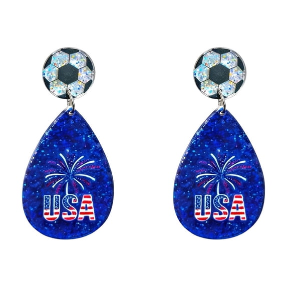 4th of July Patriotic Glitter Earrings for Women, Teardrop Shape Acrylic Earrings, Independence Day Memorial Day Holiday Jewelry Gifts, Red White Blue