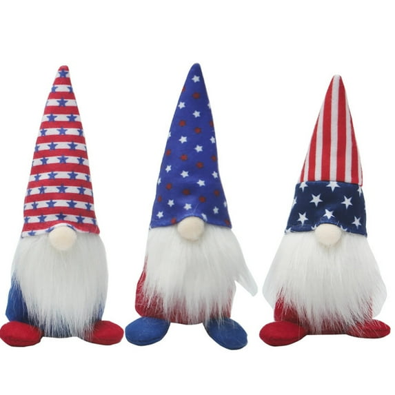 4th of July Patriotic Gnome Decorations, Handmade Gnomes Plush Table Ornaments Gift for Independence Day Memorial Day Presidents Day Veterans Day Armed Forces Day