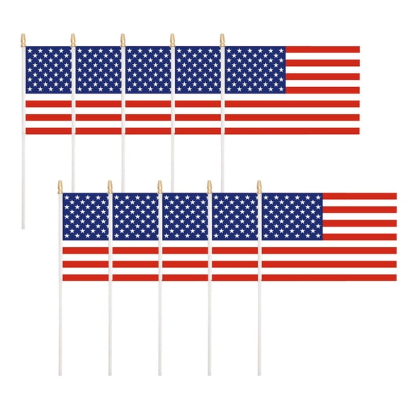 4th of July Patriotic Hand-cranked American Flags, 250th Birthday Mini Flags with Pole, Red White and Blue Americana Decorations for Independence Day Parade Celebration