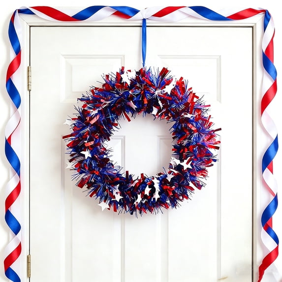 4th of July Patriotic Hanging Decorations, 250 Star Spangled Garland Red White Blue Flag Bunting Patriotic Supplies 2026 Decorations for Semiquincentennial Celebration Independence Day
