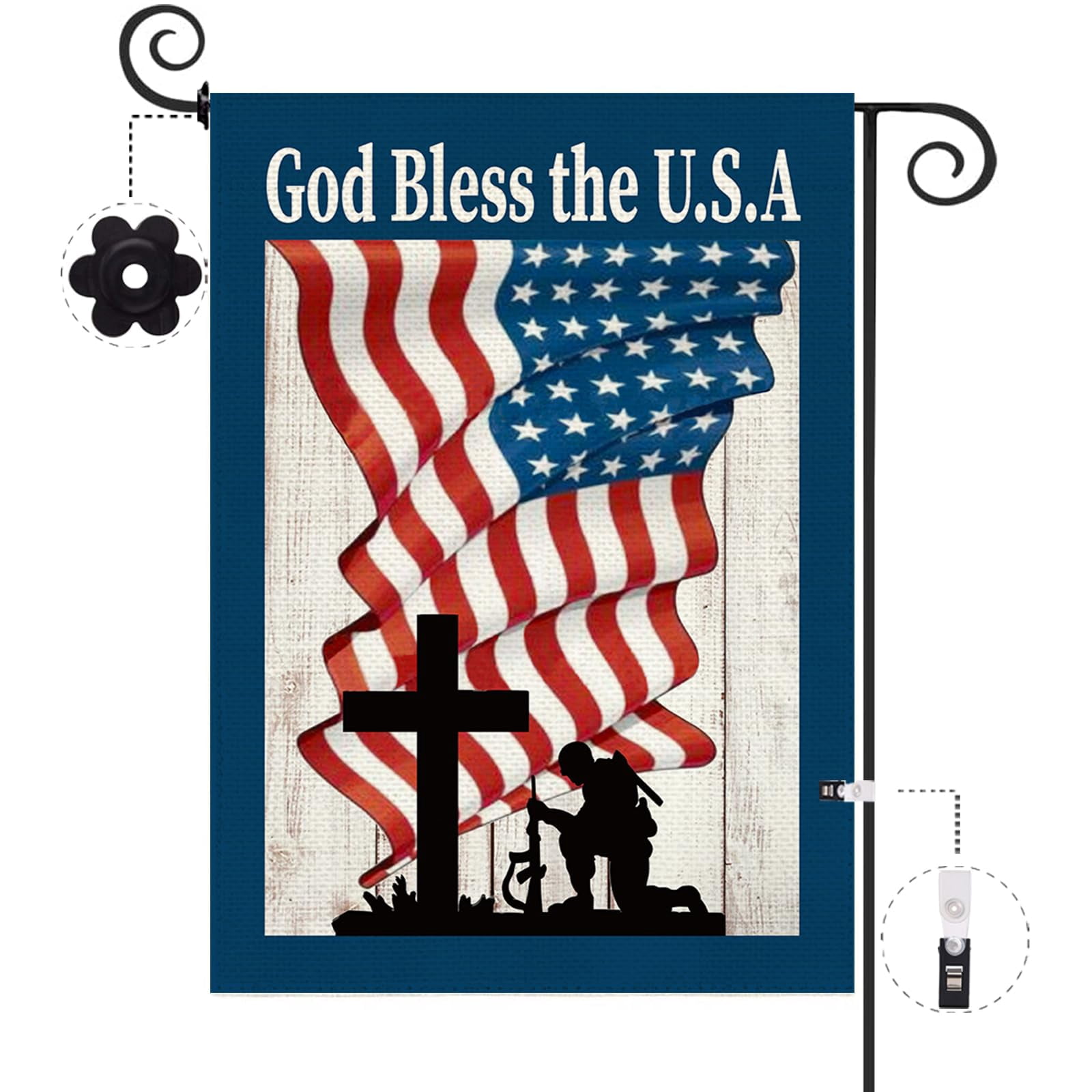 4th of July Patriotic House Flag God Bless America Memorial Day Double Sided Garden Flag Independence Day Large House Yard Flag Outdoor Outside Holiday Decoration 28 X 40 Inch