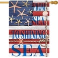 thumbnail image 1 of 4th of July Patriotic Large Decorative House Flag, Coastal America Beach Yard Garden Outside Decor, From Sea to Shining Sea USA American Nautical Outdoor Home Decoration Double Sided 28 x 40, 1 of 1