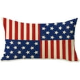 thumbnail image 1 of 4th of July Patriotic Lumbar Decorative Rectangle Pillow Cover 12 x 20, America USA Stars Stripes Porch Patio Outdoor Pillowcase, American Independence Day Sofa Couch Cushion Case Home Decor, 1 of 5