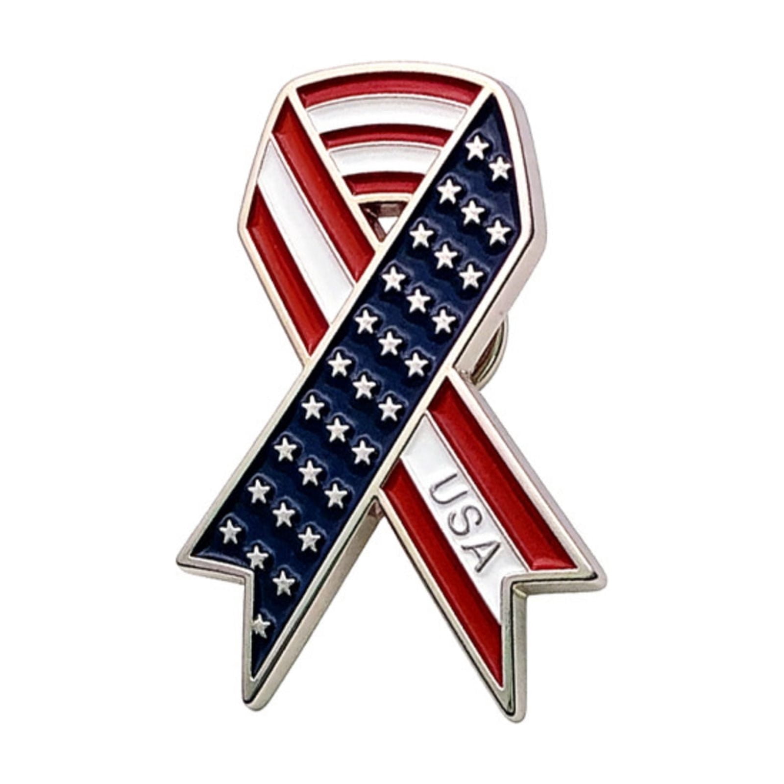 4th of July Patriotic Metal Brooch, Independence Day Red White and Blue Stars and Stripes Pin, Unisex American Theme Commemorative Badge for Adult Holiday Party and Event Decoration