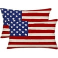 thumbnail image 1 of 4th of July Patriotic Pillow Covers 12x20 Inch Set of 2 American Flag Decorative Throw Pillowcase Independence Day Stars and Stripes Outdoor Cushion Cover for Sofa Couch Living Room Bed Decor, 1 of 6