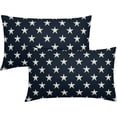 thumbnail image 1 of 4th of July Patriotic Pillow Covers 12x20 Inch Set of 2 American Stars Blue Decorative Pillow Cases Memorial Independence Day Linen Cushion Case Farmhouse Home Decor For Sofa Couch Porch Outdoor, 1 of 6