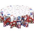 thumbnail image 1 of 4th of July Patriotic Round Tablecloth 60 Inch American Flag Red Truck Floral Gnome Table Cloth Independence Day Memorial Day Polyester Table Cover for Kitchen Dining Room Indoor Outdoor Home Decor, 1 of 6