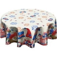 thumbnail image 1 of 4th of July Patriotic Round Tablecloth American Flag Stars Fireworks Floral Table Cloths Independence Day Memorial Day Table Cover 60 Inch for Holiday Party Picnic Dinner Decor, 1 of 6