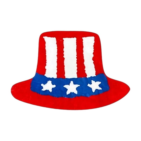 4th of July Patriotic Rugs - Bathroom Rugs Kitchen Mat Independence Day Doormats Red White Blue Floor Mat Decorative for Home Indoor Outdoor Entrance (Hat,24x16")