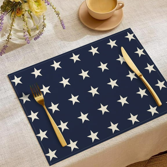 4th of July Patriotic Stripes Freedom Stars Placemats Set of 4 Independence Day Memorial Day Place Mats 12x18 Inch Red White Blue Star Dining Table Mat for Home Party Decorations