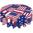 thumbnail image 1 of 4th of July Patriotic Tablecloth Round 60 Inch Independence Day American Flag Washable Wrinkle Stain-Resistant Polyester Table Cloth Holiday Decorations For Home Party Picnic Kitchen Dining Outdoor, 1 of 6