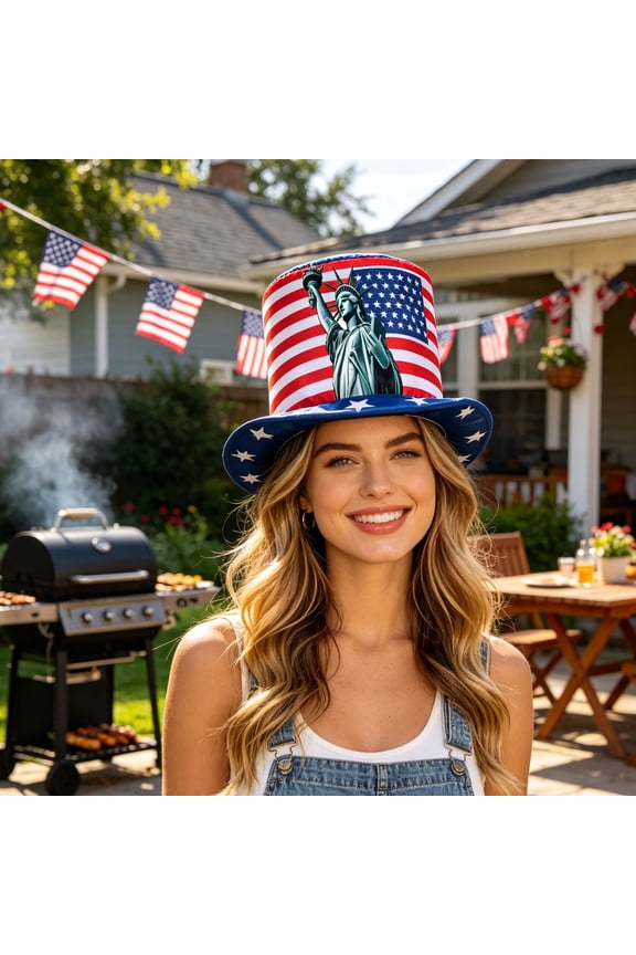 4th of July Patriotic Top Hat American Flag Top Hats Patriotic Hat Party Hats Accessory Red White and Blue Hats ,Independence Day Party Accessory For Adults