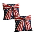 thumbnail image 1 of 4th of July Pillow Cover 18x18 Inch Set of 2 Bow America Flag Stars Stripes Patriotic 3D Pillowcase Memorial Independence Day Decorations for Holiday Farmhouse Home Sofa Cushion Case,B, 1 of 7