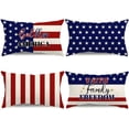 thumbnail image 1 of 4th of July Pillow Covers 12x20 Stripes Independence Day Decorations God Bless America Flag Stars Patriotic Throw Pillow Covers Memorial Day Cushion Case for Sofa Couch Set of 4, 1 of 5