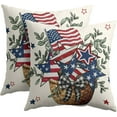 thumbnail image 1 of 4th of July Pillow Covers 16x16 Inch American Flag Star Flower Basket Patriotic Decorative Throw Pillows Set of 2 Independence Day Memorial Day Pillowcases for Couch, 1 of 6