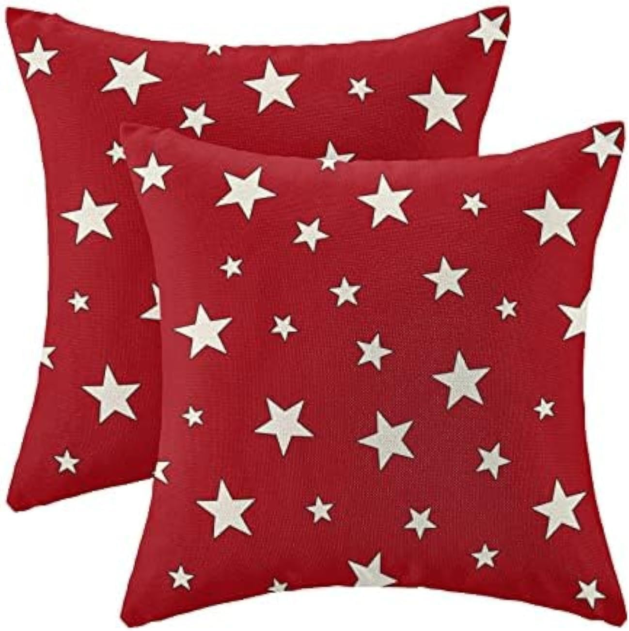 4th Of July Pillow Covers Set Of 2 - 16x16 Patriotic American Flag Linen Covers