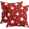 thumbnail image 1 of 4th of July Pillow Covers 16x16 Inch Set of 2 Patriotic Red Stars Decorative Throw Pillows American Memorial Independence Day Pillow Cases Farmhouse Home Decor for Cushion Couch Sofa Outdoor, 1 of 6