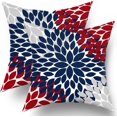 thumbnail image 1 of 4th of July Pillow Covers 18X18 in Patriotic Red Navy Blue Dahlias Floral Decorative Couch Pillow Cases Set of 2 Farmhouse Rustic Throw Pillows Home Decor for Room Bedroom Bed Cushion Outdoor, 1 of 6
