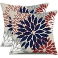 thumbnail image 1 of 4th of July Pillow Covers 18x18 Inch Set of 2 Patriotic Blue Red Floral Outdoor Waterproof Decorative Throw Pillows Polyester Pillow Covers Decor for Patio Funiture Garden Couch 002H, 1 of 5
