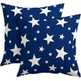 thumbnail image 1 of 4th of July Pillow Covers 18x18 Inch Set of 2 Patriotic Blue Stars Decorative Throw Pillows American Memorial Independence Day Pillow Cases Farmhouse Home Decor for Cushion Couch Sofa Outdoor, 1 of 6