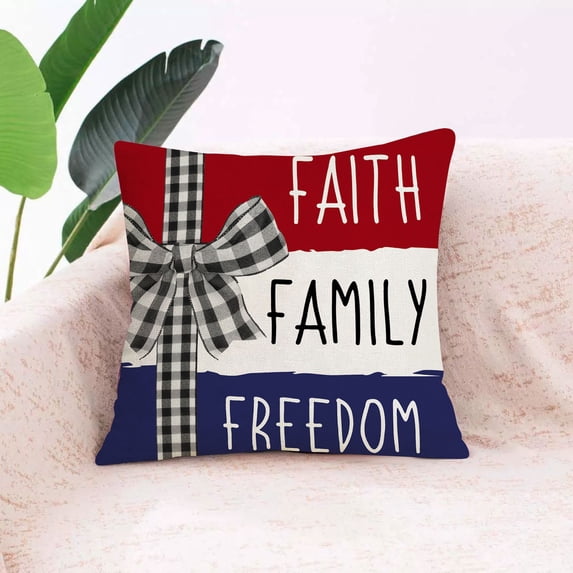 4th of July Pillow Covers 18x18 Memorial Day Patriotic Pillow Covers Holiday American Flag Blue Red Stars Outdoor Decorative Pillowcase Cushion Cover for Independence Day Home Couch Sofa