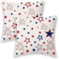 thumbnail image 1 of 4th of July Pillow Covers 18x18, Memorial Day Patriotic Outdoor Decorative Throw Pillows for Couch, Red Blue Star Decor Cushion Cover 2 Pcs American Flag Linen Pillowcase for Bed Car Safa, 1 of 6