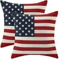 thumbnail image 1 of 4th of July Pillow Covers 18x18 Set of 2, American Flag Patriotic Decorations Throw Pillow Covers Linen Farmhouse Independence Day Cushion Case for Couch Sofa Summer Home Outdoor Decor, 1 of 5