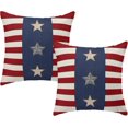 thumbnail image 1 of 4th of July Pillow Covers 18x18 Set of 2, Independence Day Stripes and Stars Decorative Throw Pillows Linen Memorial Day Patriotic Cushion Pillow Covers for Sofa Couch Summer Outdoor Decor, 1 of 6