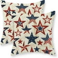 thumbnail image 1 of 4th of July Pillow Covers 18x18 Set of 2, Red Blue Stars and Stripes Decor Patriotic Throw Pillows Independence Day Memorial Day Pillowcase Outdoor Decorations Vintage Cushion Case for Couch, 1 of 6