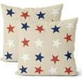thumbnail image 1 of 4th of July Pillow Covers 18x18 Set of 2, White Red Blue Stars Patriotic Decorations Throw Pillow Covers American Flag Independence Memorial Day Outdoors Decorative Cushion Case for Couch Sofa Home, 1 of 6