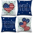 thumbnail image 1 of 4th of July Pillow Covers 18x18 inch Independence Throw Pillow Covers Memorial Day Patriotic Pillow Cases Red Blue America Freedom Heart Decor Cushion for Holiday Home Sofa Couch, 1 of 6