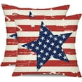thumbnail image 1 of 4th of July Pillow Covers 18x18 inch Set of 2 Blue Big Stars Decor Red White Stripe Throw Pillow Cover Independence Day Decorative Cushion Cases for Home Sofa Couch Chair Living Room 112E, 1 of 6