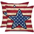 thumbnail image 1 of 4th of July Pillow Covers 18x18 inch Set of 2 Blue Big Stars Decor Red White Stripe Throw Pillow Cover Independence Day Decorative Cushion Cases for Home Sofa Couch Chair Living Room 112E, 1 of 6