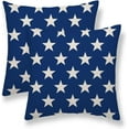thumbnail image 1 of 4th of July Pillow Covers 20x20 Set of 2, Memorial Day Independence Day Blue Star Throw Pillow Covers American Patriotic Outdoor Cushion Cases Linen Decorative for Couch Sofa, 1 of 6