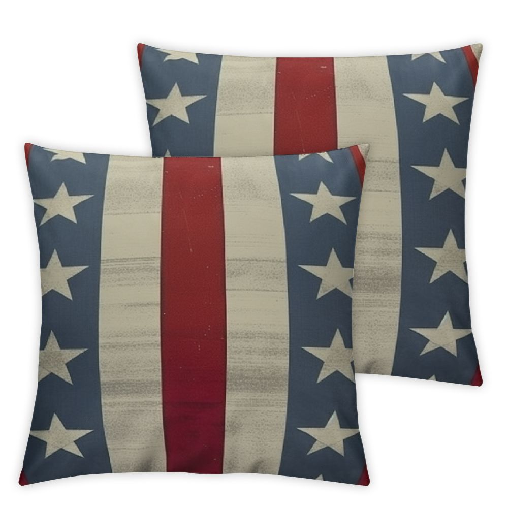 4th of July Pillow Covers Set of 2, American Flag Stars and Stripes