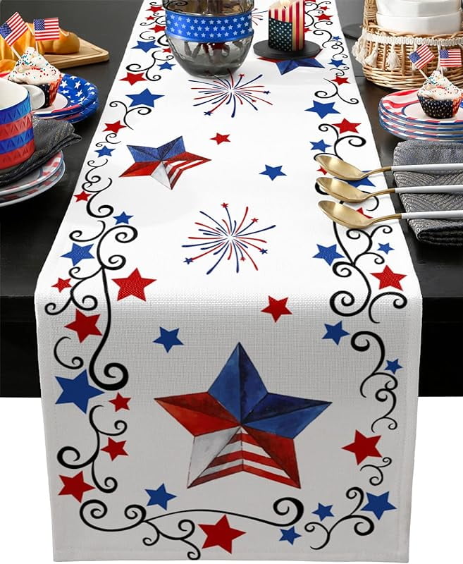 4th of July Placemats for Dining Table Set of 6 Patriotic Stars Place ...