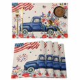thumbnail image 1 of 4th of July Placemats Set of 12, Blue Truck American Flag Firework Flowers Placemats for Dining Table, Place Mats for Kitchen Tabletop, Waterproof Wipeable Dining Table Mats Set, 1 of 9