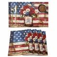 thumbnail image 1 of 4th of July Placemats Set of 4 Independence Day Floral American Flag Place Mats Indoor Wipeable Table Mats Washable Cloth Dining Table Placemats for Kitchen Holiday Party Home Decor 13x19 Inch, 1 of 9