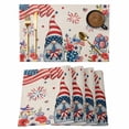 thumbnail image 1 of 4th of July Placemats Set of 4, Retro Patriotic Gnomes Flowers Flag Firework Placemats for Dining Table, Place Mats for Kitchen Tabletop, Waterproof Wipeable Dining Table Mats Set, 1 of 9