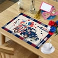 thumbnail image 1 of 4th of July Placemats Set of 4 Rustic Patriotic Memorial Day Placemats for Dining Table Blue Truck Gnome Independence Day Home Kitchen Decorations 13x16.5 Inch, 1 of 4