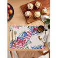 thumbnail image 1 of 4th Of July Placemats Set of 4, Washable Woven Burlap Cloth Fabric Placemat for Square/Rectangle/Round/Oval Dining Table, Easy Clean Place Mats for Toddlers, Kids Green Eucalyptus Leaves Stripes Stars, 1 of 6