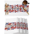 thumbnail image 1 of 4th Of July Placemats Set of 6,Washable Woven Burlap Cloth Fabric Placemat for Square/Rectangle/Round/Oval Dining Table,Easy Clean Place Mats for Toddlers,Kids White Red Blue Stripes Stars Flag Flower, 1 of 6