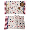 thumbnail image 1 of 4th of July Placemats Set of 8 Blue Red Striped Stars Independence Day Place Mats Indoor Wipeable Table Mats Washable Cloth Dining Table Placemats for Kitchen Holiday Party Home Decor 13x19 Inch, 1 of 9